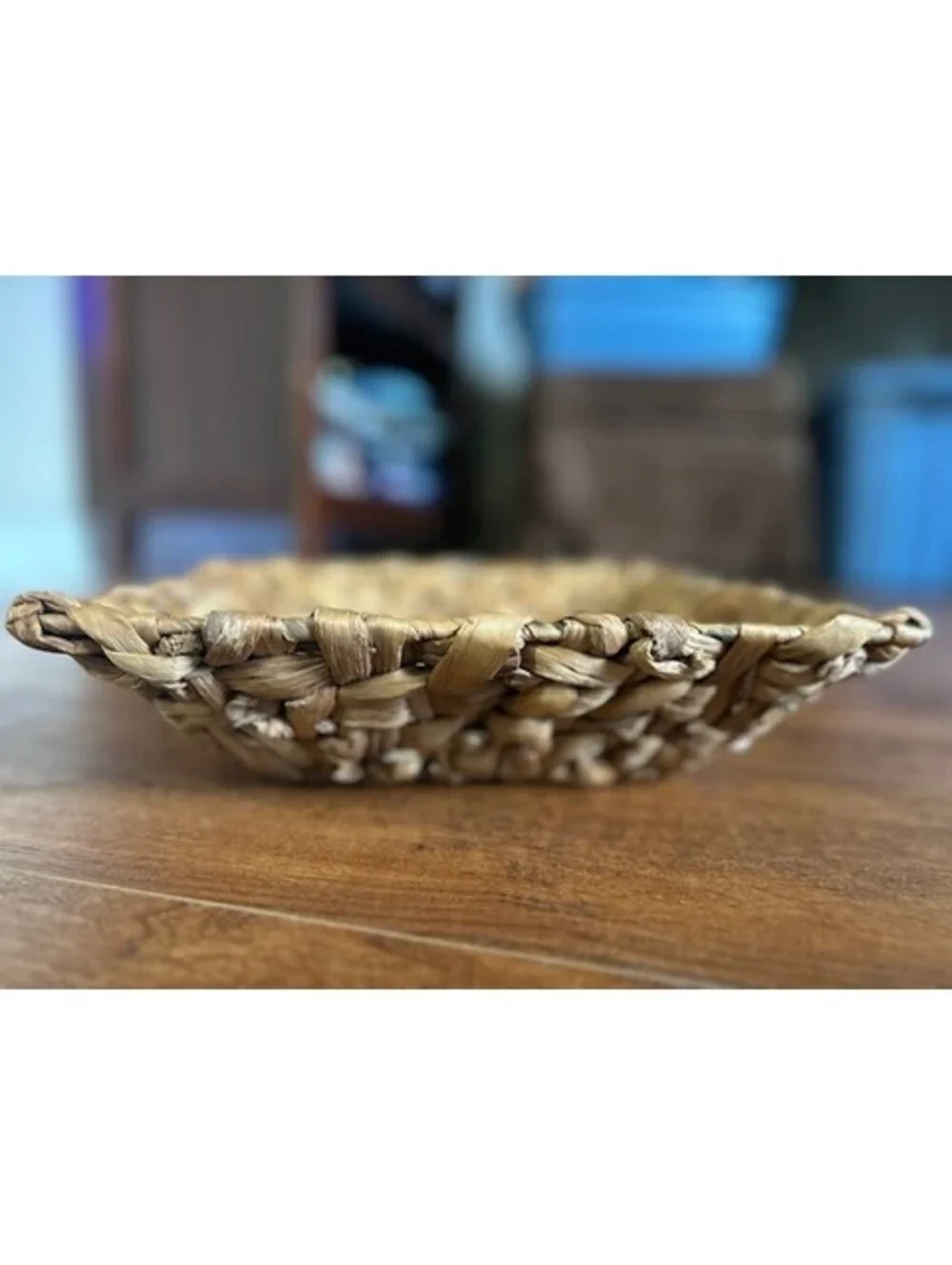 Handwoven Natural Fiber Square Basket Tray